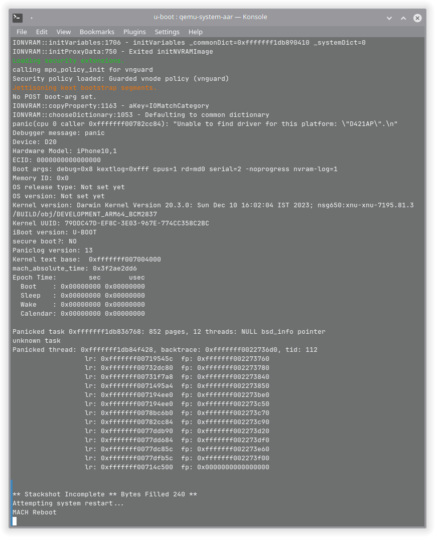 Crashed because it did not find the D412AP drivers.