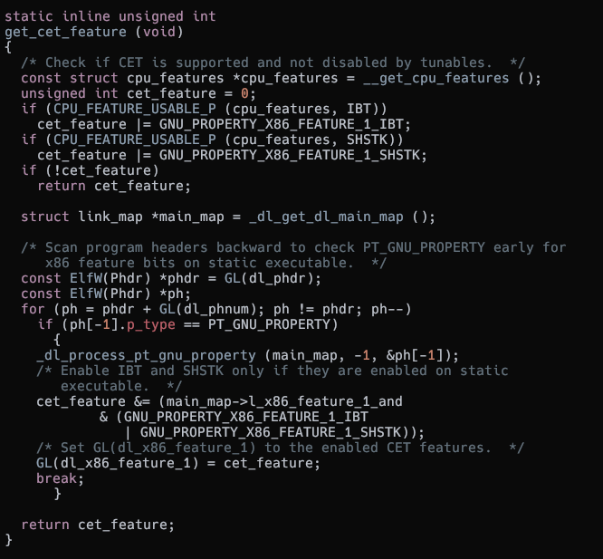 Getting the CET features supported